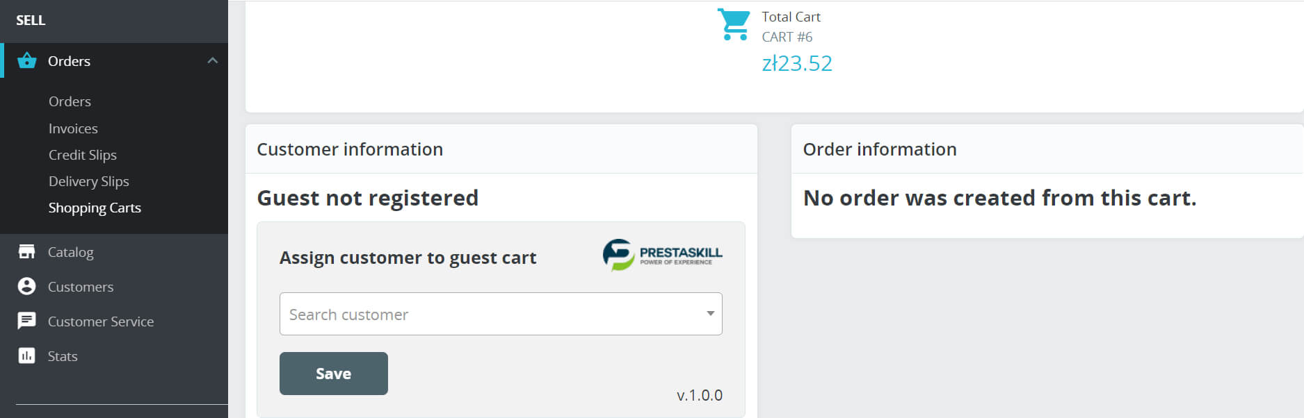 Customer assignment to the cart - module for Prestashop 1.7